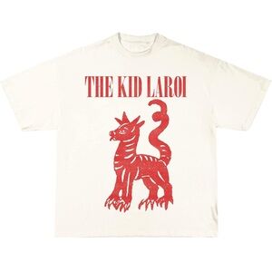 The Kid Laroi Cream and Red Graphic Tee